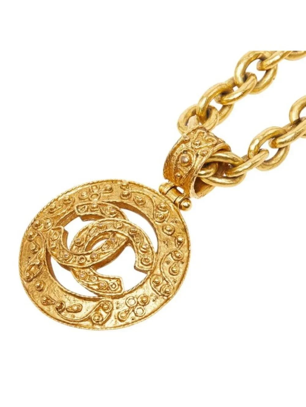 Chanel CC Logo Vintage Necklace Gold Plated